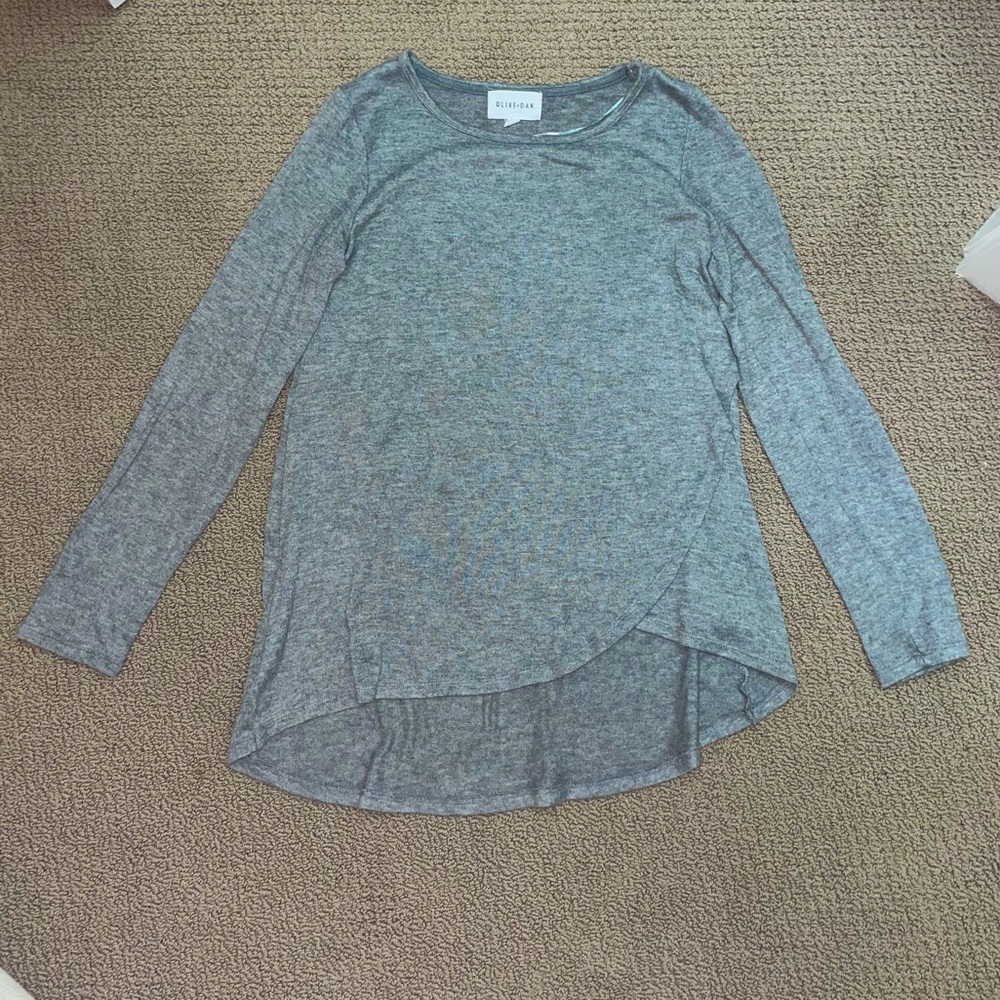 Olive + Oak Grey Crossover Pullover Sweater